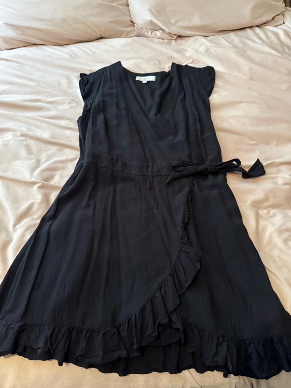 Black Ruffle Wrap Romper - Picture 2 of 4